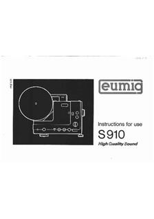 Eumig S 910 manual. Camera Instructions.